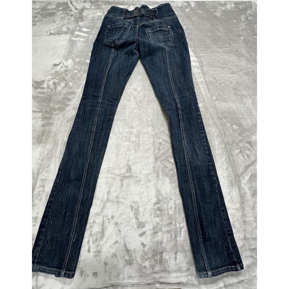 Younique Jeans Women's‎ Size 1 Long Dark Wash Ankle Buttons Low Rise Skinny Leg - Picture 7 of 11